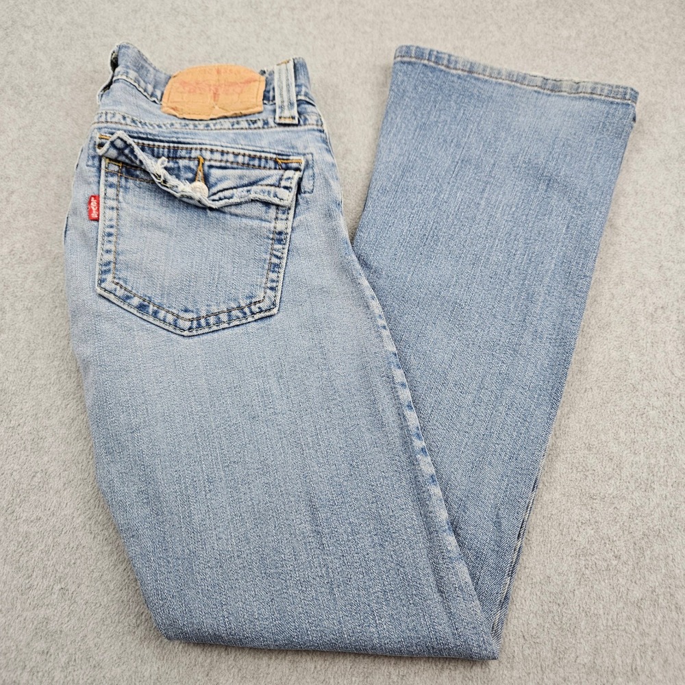 LEVIS 504 Slouch Jeans Womens 28 Blue Bootcut Flap Pocket Y2K Vintage Denim